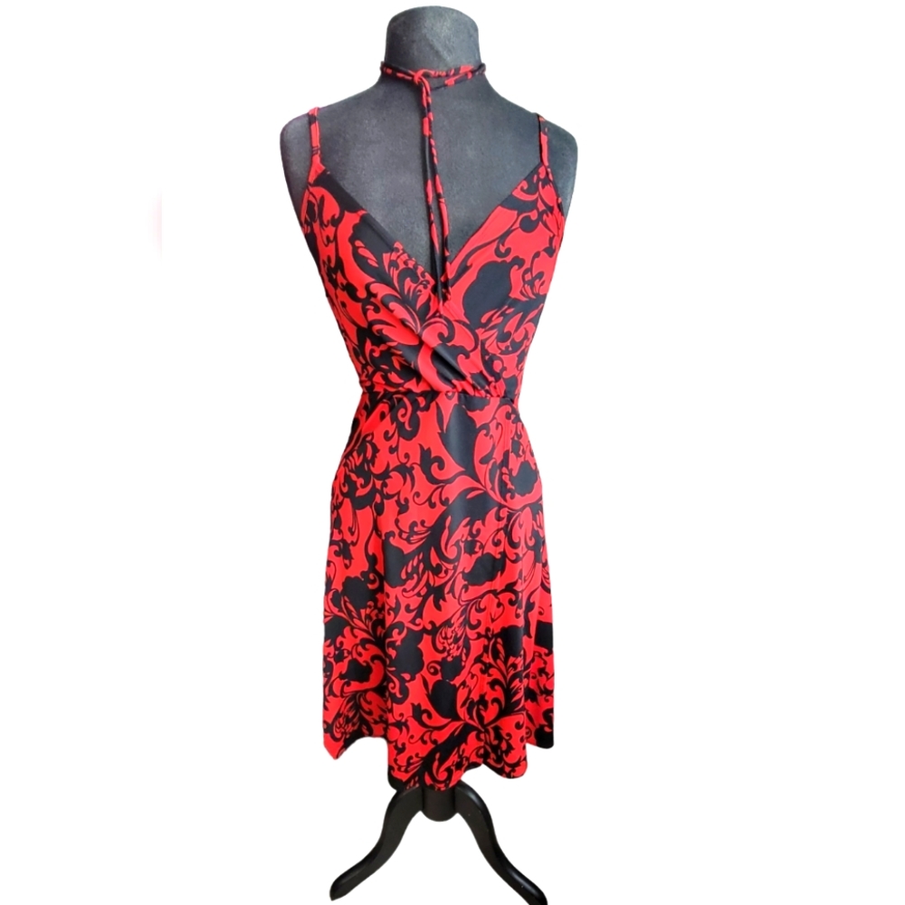 Wet Seal red & black floral print dress